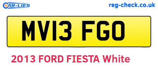 MV13FGO are the vehicle registration plates.