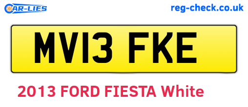 MV13FKE are the vehicle registration plates.