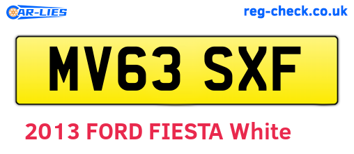 MV63SXF are the vehicle registration plates.
