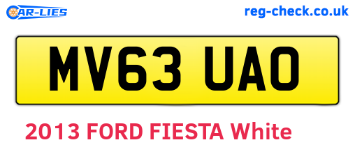 MV63UAO are the vehicle registration plates.