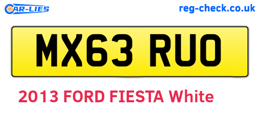 MX63RUO are the vehicle registration plates.