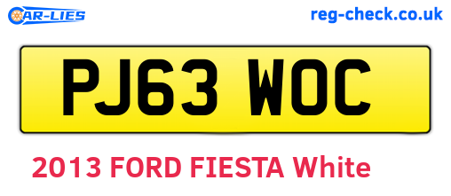 PJ63WOC are the vehicle registration plates.