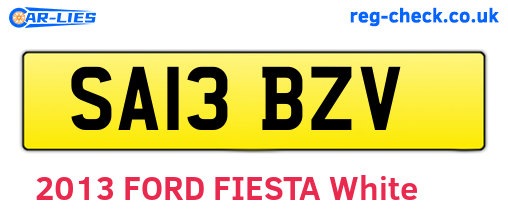 SA13BZV are the vehicle registration plates.