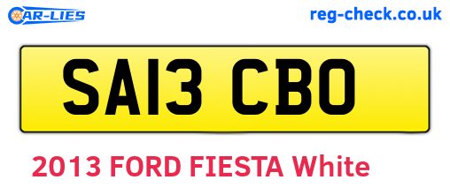SA13CBO are the vehicle registration plates.