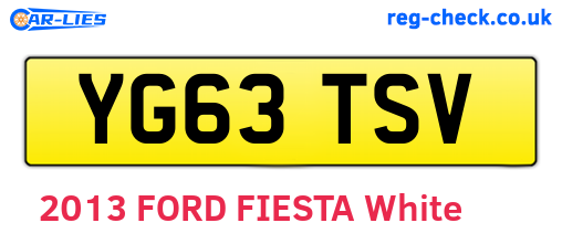 YG63TSV are the vehicle registration plates.
