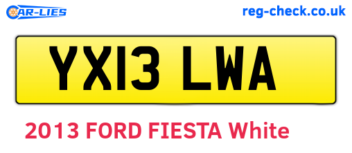 YX13LWA are the vehicle registration plates.