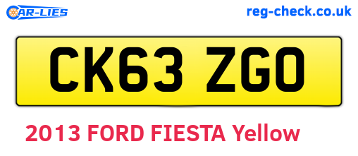 CK63ZGO are the vehicle registration plates.