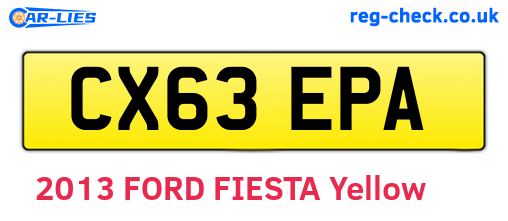 CX63EPA are the vehicle registration plates.