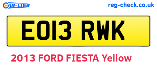 EO13RWK are the vehicle registration plates.