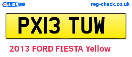 PX13TUW are the vehicle registration plates.