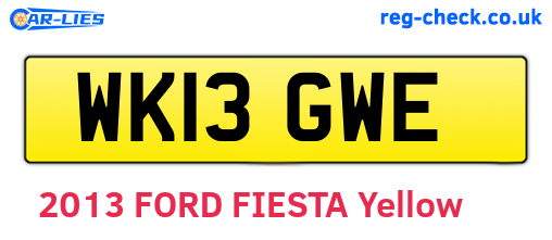 WK13GWE are the vehicle registration plates.