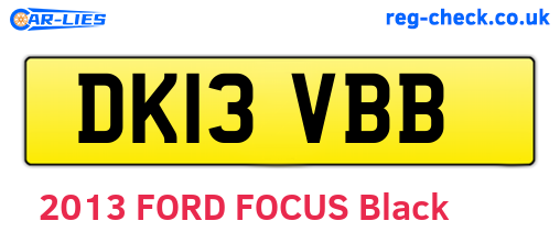 DK13VBB are the vehicle registration plates.