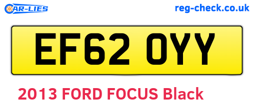 EF62OYY are the vehicle registration plates.