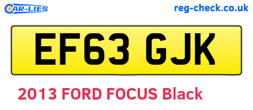 EF63GJK are the vehicle registration plates.