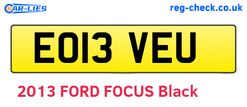EO13VEU are the vehicle registration plates.