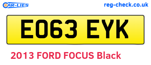 EO63EYK are the vehicle registration plates.