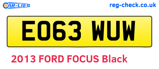 EO63WUW are the vehicle registration plates.