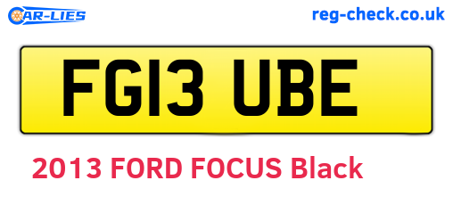 FG13UBE are the vehicle registration plates.