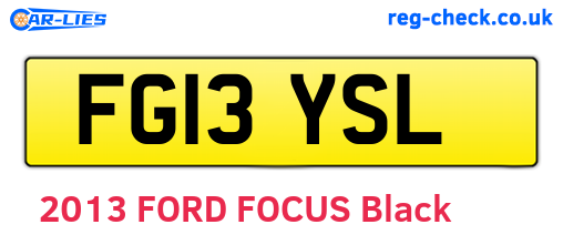 FG13YSL are the vehicle registration plates.