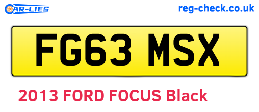 FG63MSX are the vehicle registration plates.