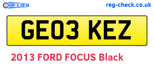 GE03KEZ are the vehicle registration plates.