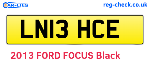 LN13HCE are the vehicle registration plates.