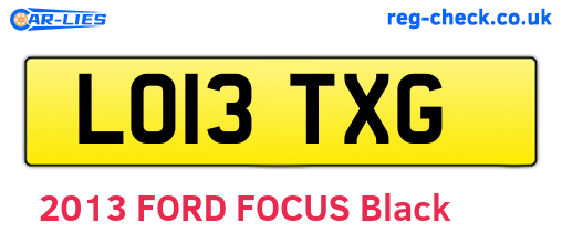 LO13TXG are the vehicle registration plates.
