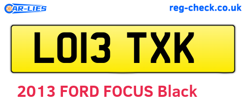 LO13TXK are the vehicle registration plates.