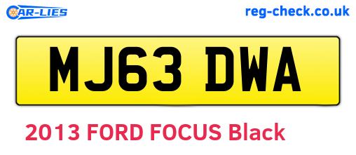 MJ63DWA are the vehicle registration plates.
