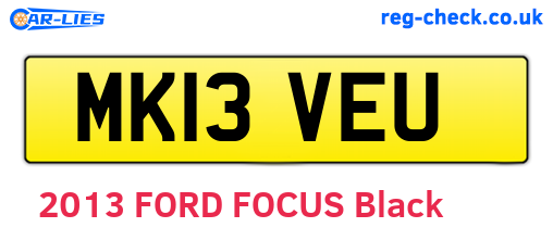 MK13VEU are the vehicle registration plates.