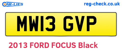 MW13GVP are the vehicle registration plates.