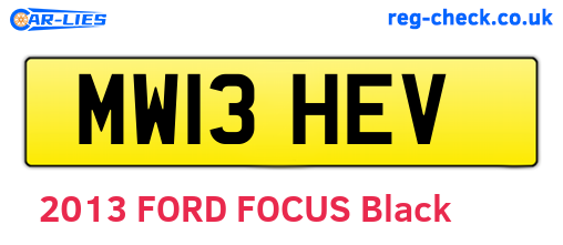 MW13HEV are the vehicle registration plates.
