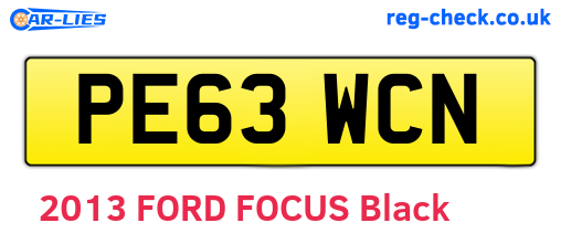 PE63WCN are the vehicle registration plates.