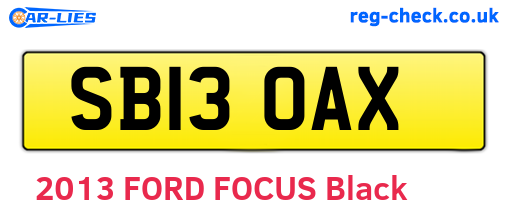 SB13OAX are the vehicle registration plates.