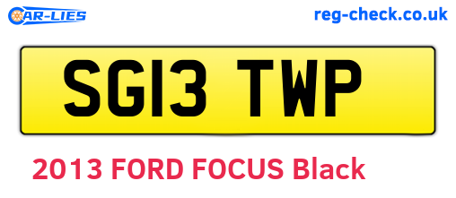SG13TWP are the vehicle registration plates.