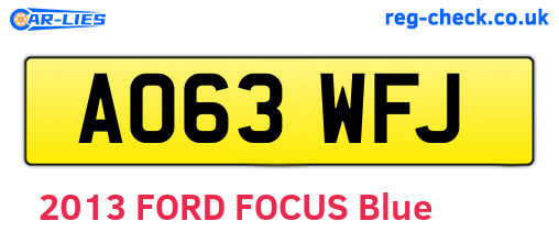 AO63WFJ are the vehicle registration plates.