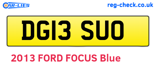 DG13SUO are the vehicle registration plates.