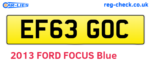 EF63GOC are the vehicle registration plates.