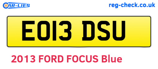 EO13DSU are the vehicle registration plates.