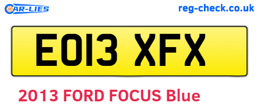 EO13XFX are the vehicle registration plates.