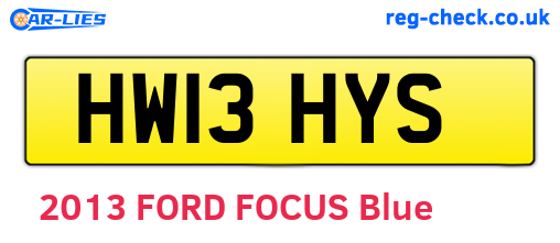 HW13HYS are the vehicle registration plates.