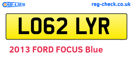 LO62LYR are the vehicle registration plates.