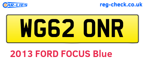 WG62ONR are the vehicle registration plates.