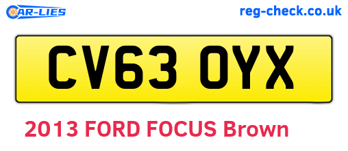 CV63OYX are the vehicle registration plates.