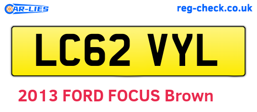 LC62VYL are the vehicle registration plates.