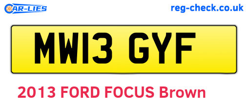 MW13GYF are the vehicle registration plates.