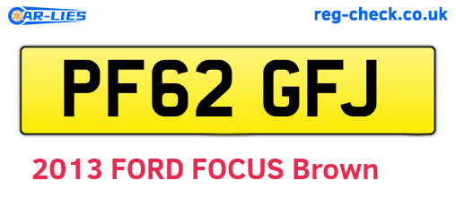 PF62GFJ are the vehicle registration plates.
