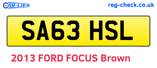 SA63HSL are the vehicle registration plates.