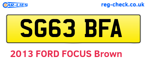 SG63BFA are the vehicle registration plates.