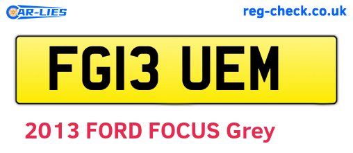 FG13UEM are the vehicle registration plates.